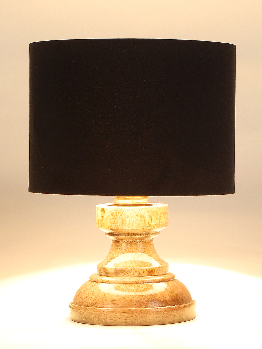 Ambika Home Black Cotton Wood Compact Table Lamp Shade | Decorative Bedside Lamp for Living Room, Bedroom, Hotel, Cafe & Restaurant | SKU AT63 - Image 6