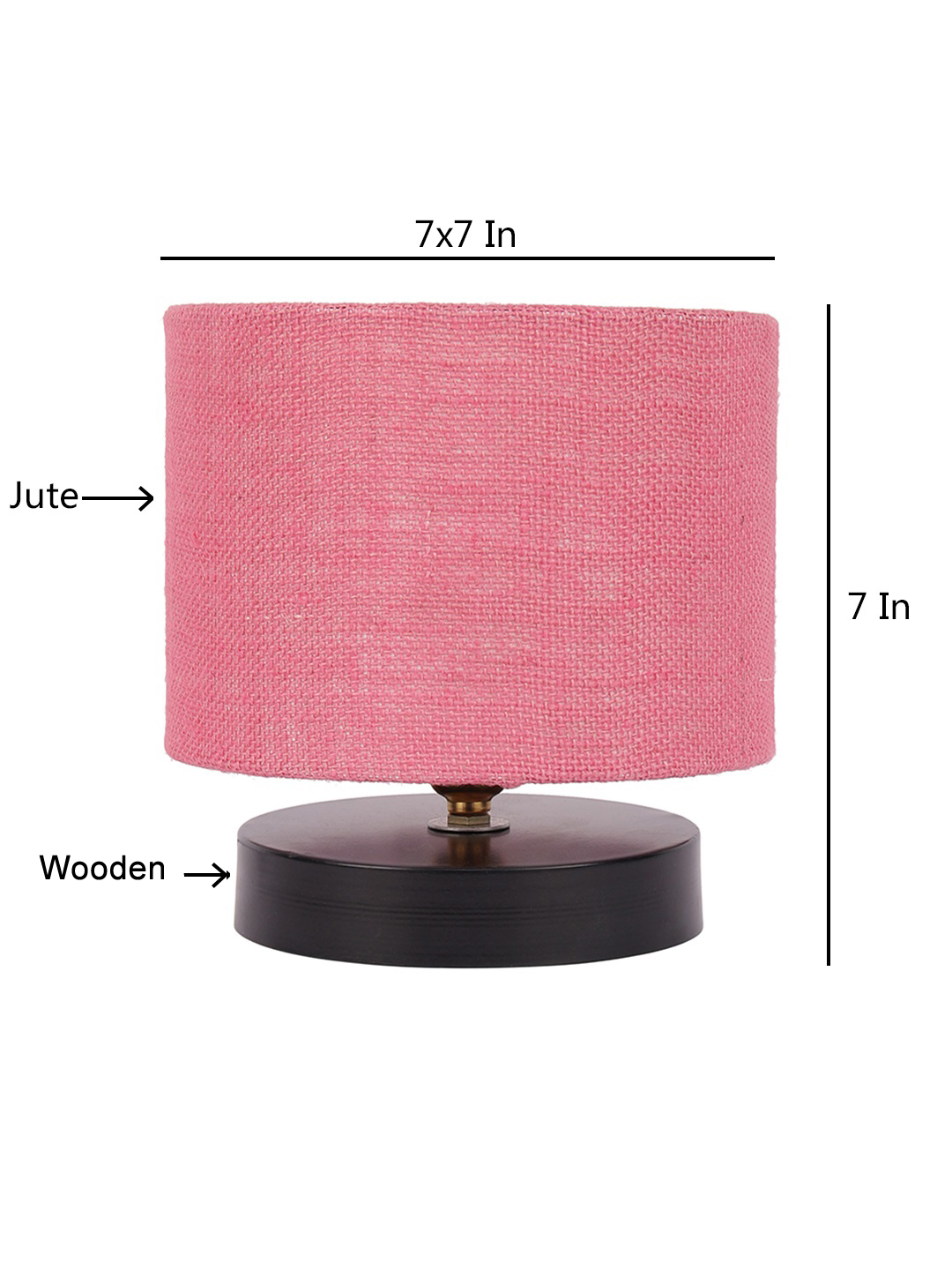Ambika Home Heritage Collection Pink Gola Table Lamp with Wooden Base | Premium Decorative Bedside Lamp for Bedroom, Living Room, Hall, Hotel, Café, Restaurant & Office | E27 Compatible - Image 6