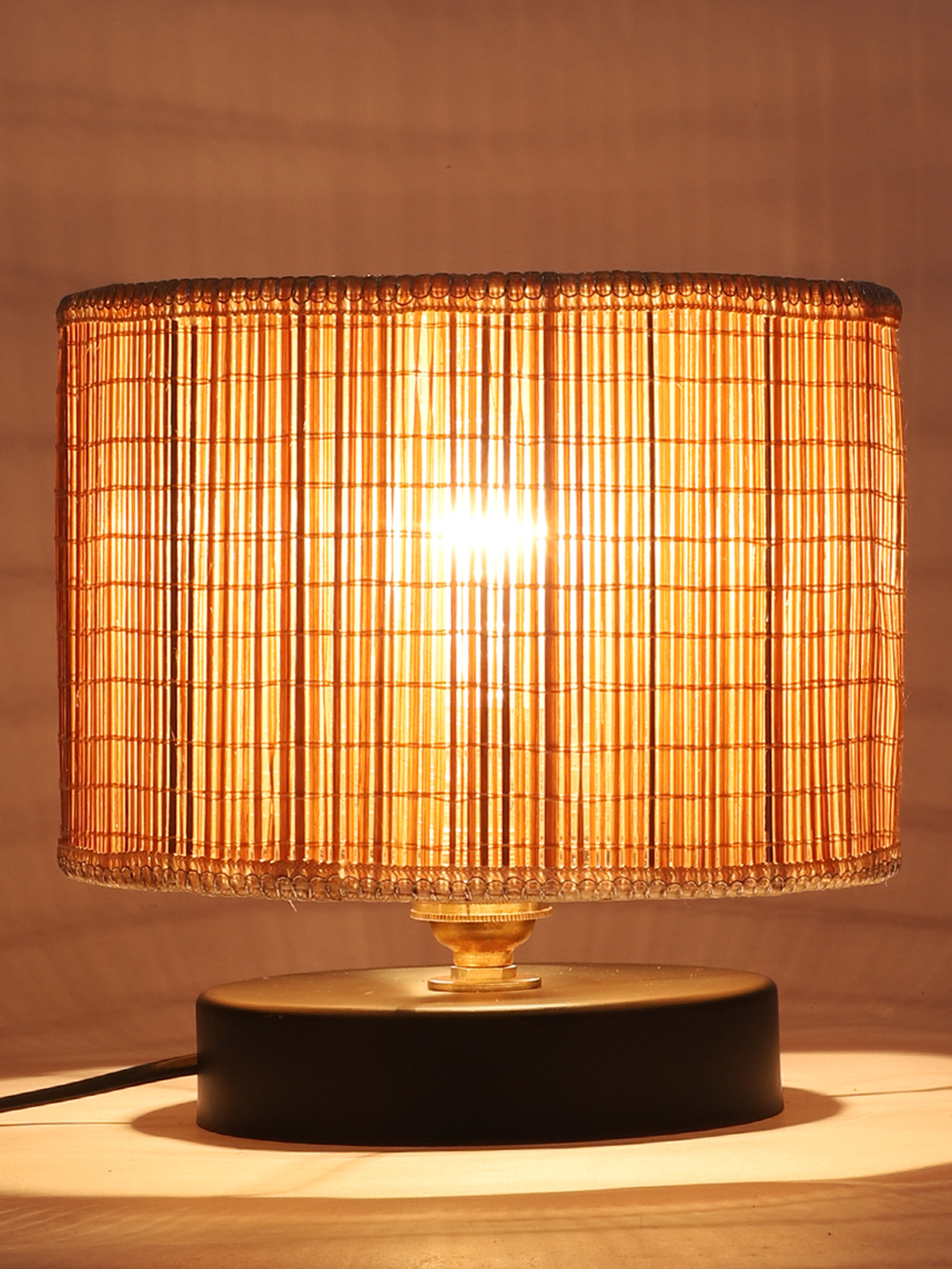 Ambika Home Heritage Collection Beige Gola Table Lamp with Wooden Base | Premium Decorative Bedside Lamp for Bedroom, Living Room, Hall, Hotel, Café, Restaurant & Office | E27 Compatible - Image 6