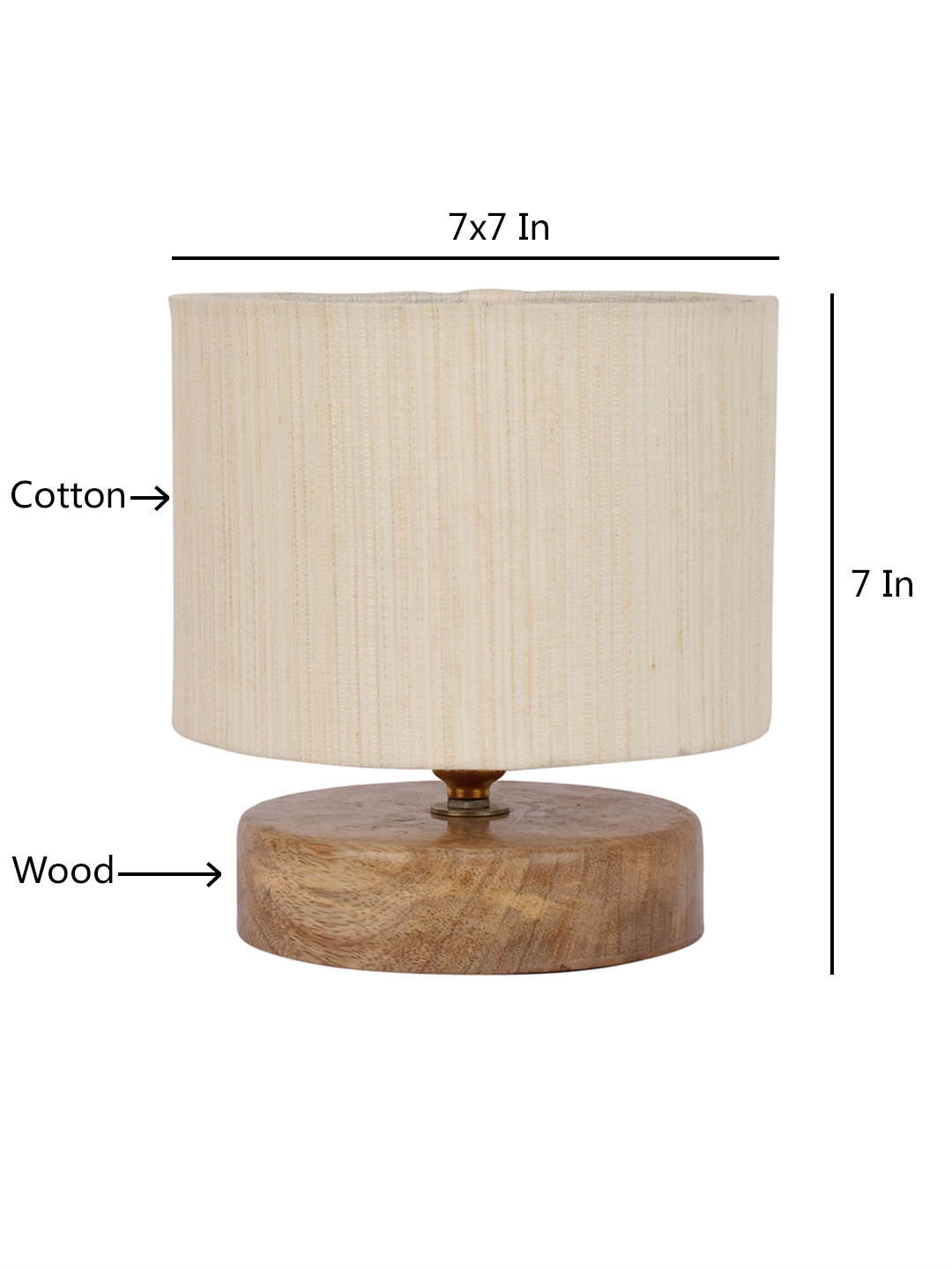 Ambika Home Artisan Collection off-white Gola Table Lamp with Wooden Base | Premium Decorative Bedside Lamp for Bedroom, Living Room, Hall, Hotel, Café, Restaurant & Office | E27 Compatible - Image 6