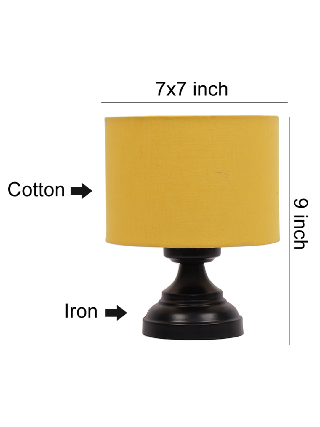 Ambika Home Artisan Collection Yellow Gola Table Lamp with Iron Base Powder Coated | Premium Decorative Bedside Lamp for Bedroom, Living Room, Hall, Hotel, Café, Restaurant & Office | E27 Compatible - Image 7