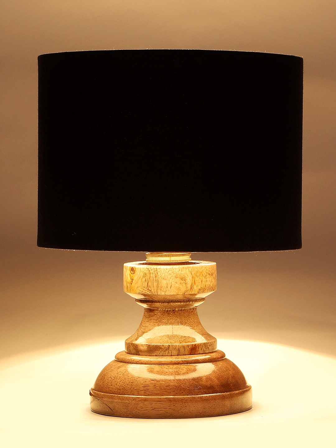 Ambika Home Black Cotton Wood Compact Table Lamp Shade | Decorative Bedside Lamp for Living Room, Bedroom, Hotel, Cafe & Restaurant | SKU AT63 - Image 7