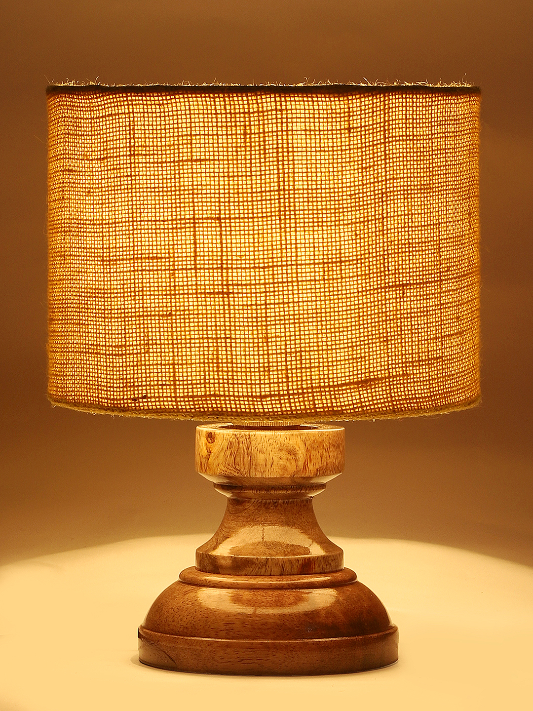 Ambika Home Yellow Jute Jute Wood Compact Table Lamp Shade | Decorative Bedside Lamp for Living Room, Bedroom, Hotel, Cafe & Restaurant | SKU AT82 - Image 7