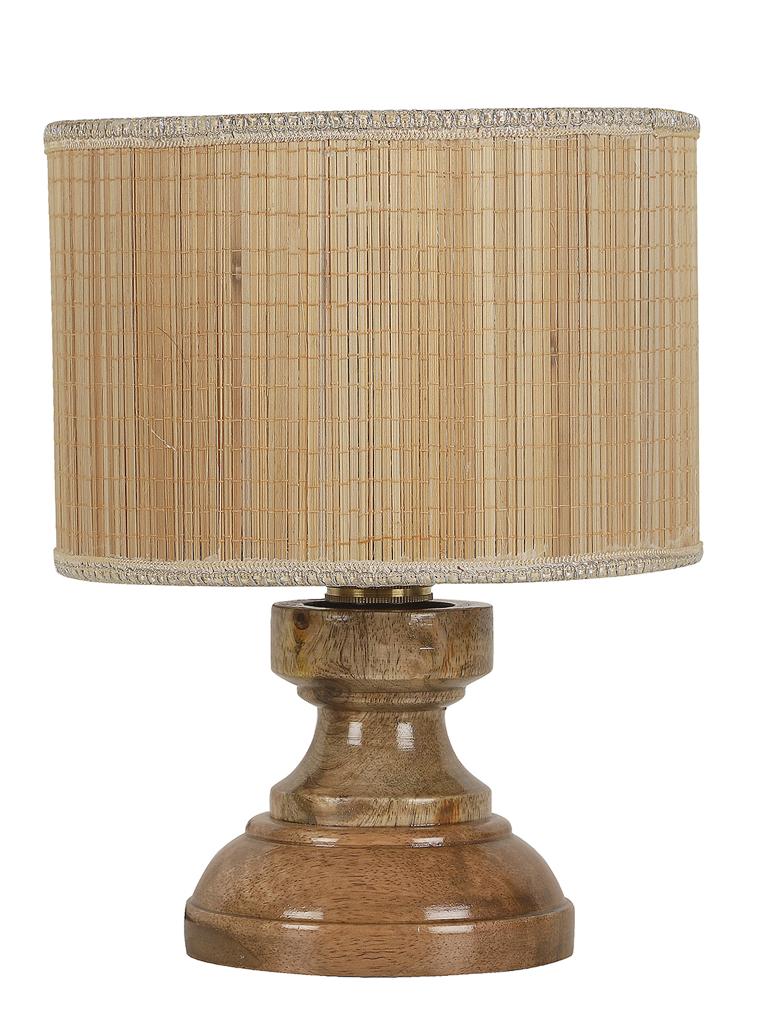 Ambika Home Beige Bamboo Wood Compact Table Lamp Shade | Decorative Bedside Lamp for Living Room, Bedroom, Hotel, Cafe & Restaurant | SKU AT61 - Image 8