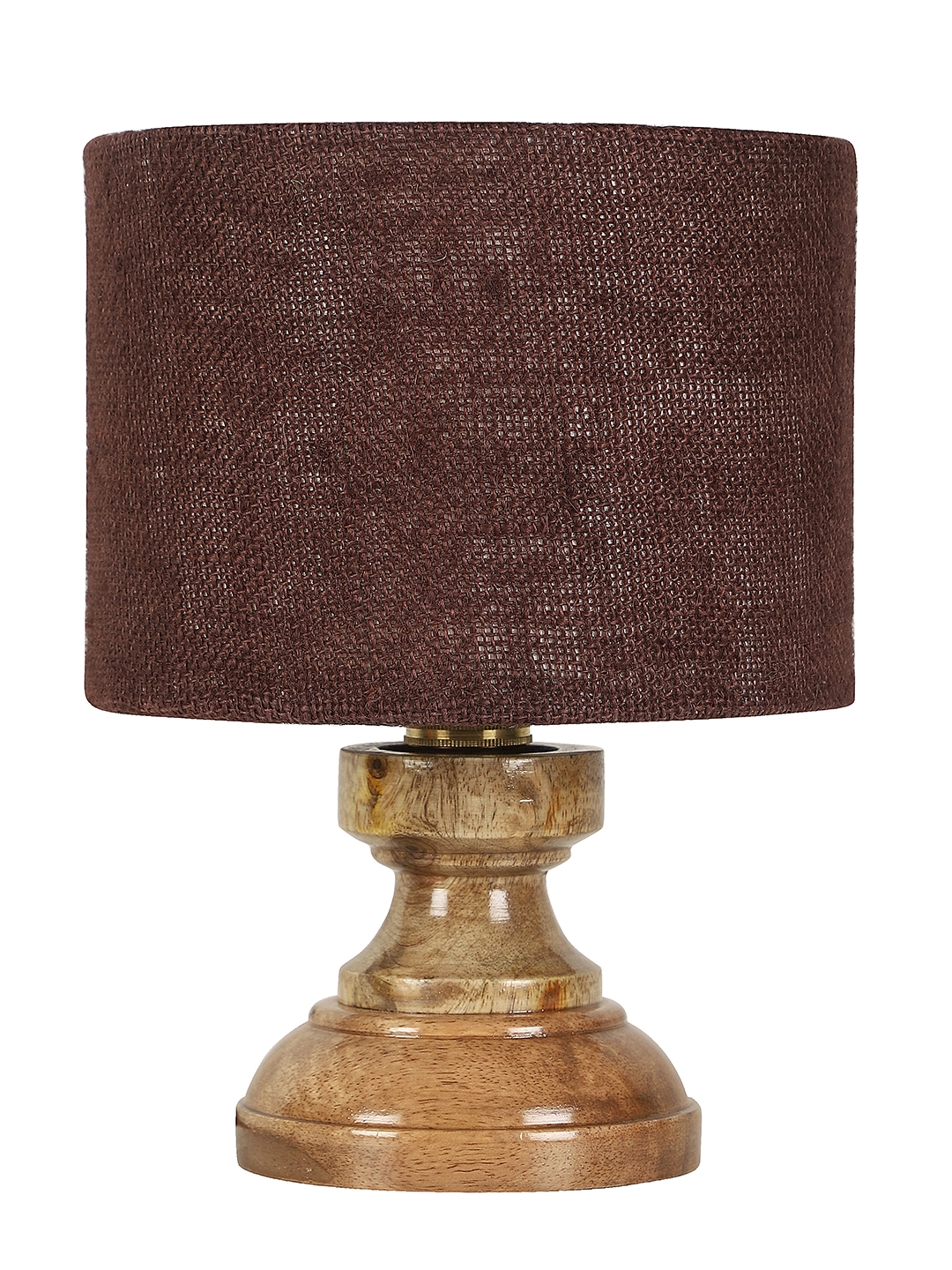 Ambika Home Brown Jute Jute Wood Compact Table Lamp Shade | Decorative Bedside Lamp for Living Room, Bedroom, Hotel, Cafe & Restaurant | SKU AT78 - Image 9