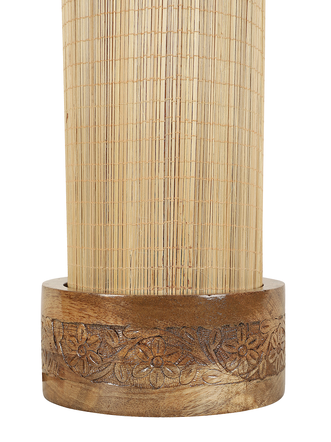 Ambika Home Beige Bamboo Round Carving Table Lamp Shade | Decorative Bedside Lamp for Living Room, Bedroom, Hotel, Cafe & Restaurant | SKU AT83 - Image 8