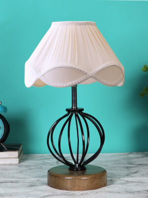 Ambika Home Heritage Collection off-white Eye Table Lamp | Premium Decorative Bedside Lamp for Bedroom, Living Room, Hall, Hotel, Café, Restaurant, Office & Study Room | E27 Compatible