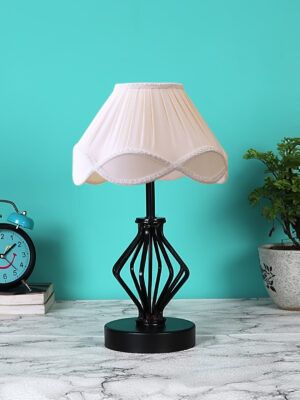 Ambika Home Heritage Collection off-white Eye Table Lamp | Premium Decorative Bedside Lamp for Bedroom, Living Room, Hall, Hotel, Café, Restaurant, Office & Study Room | E27 Compatible