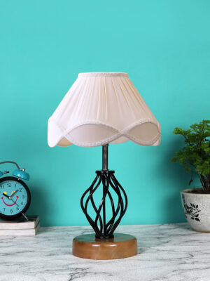 Ambika Home Aurelia Collection off-white Eye Table Lamp | Premium Decorative Bedside Lamp for Bedroom, Living Room, Hall, Hotel, Café, Restaurant, Office & Study Room | E27 Compatible