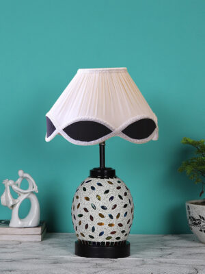 Ambika Home Bohemia Collection off-white Eye Table Lamp | Premium Decorative Bedside Lamp for Bedroom, Living Room, Hall, Hotel, Café, Restaurant, Office & Study Room | E27 Compatible