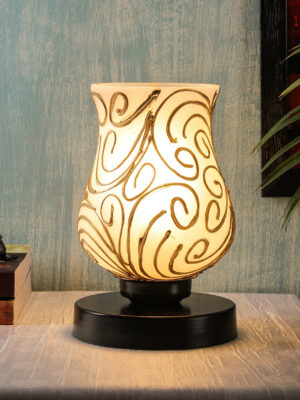 Ambika Home Elara Mosaic Multicolor Mosaic Glass Table Lamp with Wooden Base | Premium Bedside Lamp for Bedroom, Living Room, Hall, Hotel, Café, Restaurant & Office | E27 Compatible