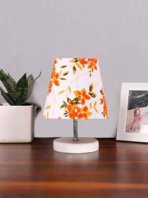 Ambika Home Multicolor Cotton Shade Wooden Table Lamp | Modern Bedside Lamp for Bedroom, Living Room, Hotel, Café & Home Décor
