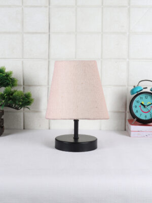Ambika Home White Jute Shade Wooden Table Lamp | Modern Bedside Lamp for Bedroom, Living Room, Hotel, Café & Home Décor