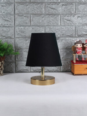 Ambika Home Black Cotton Shade Wooden Table Lamp | Modern Bedside Lamp for Bedroom, Living Room, Hotel, Café & Home Décor