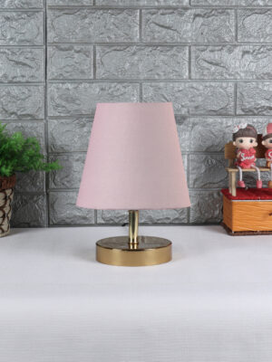 Ambika Home Grey Cotton Shade Wooden Table Lamp | Modern Bedside Lamp for Bedroom, Living Room, Hotel, Café & Home Décor