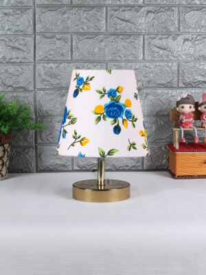 Ambika Home Multicolor Cotton Shade Wooden Table Lamp | Modern Bedside Lamp for Bedroom, Living Room, Hotel, Café & Home Décor