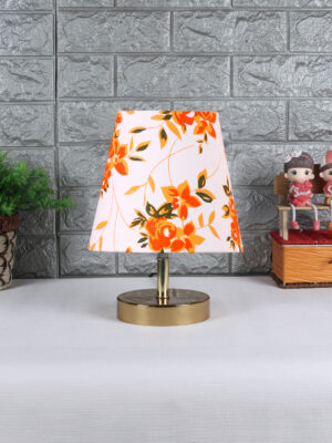 Ambika Home Multicolor Cotton Shade Wooden Table Lamp | Modern Bedside Lamp for Bedroom, Living Room, Hotel, Café & Home Décor