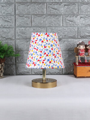 Ambika Home Multicolor Cotton Shade Wooden Table Lamp | Modern Bedside Lamp for Bedroom, Living Room, Hotel, Café & Home Décor