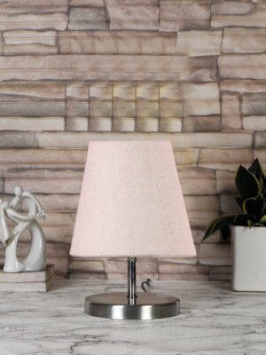 Ambika Home White Jute Shade Wooden Table Lamp | Modern Bedside Lamp for Bedroom, Living Room, Hotel, Café & Home Décor