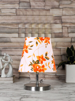 Ambika Home Multicolor Cotton Shade Wooden Table Lamp | Modern Bedside Lamp for Bedroom, Living Room, Hotel, Café & Home Décor