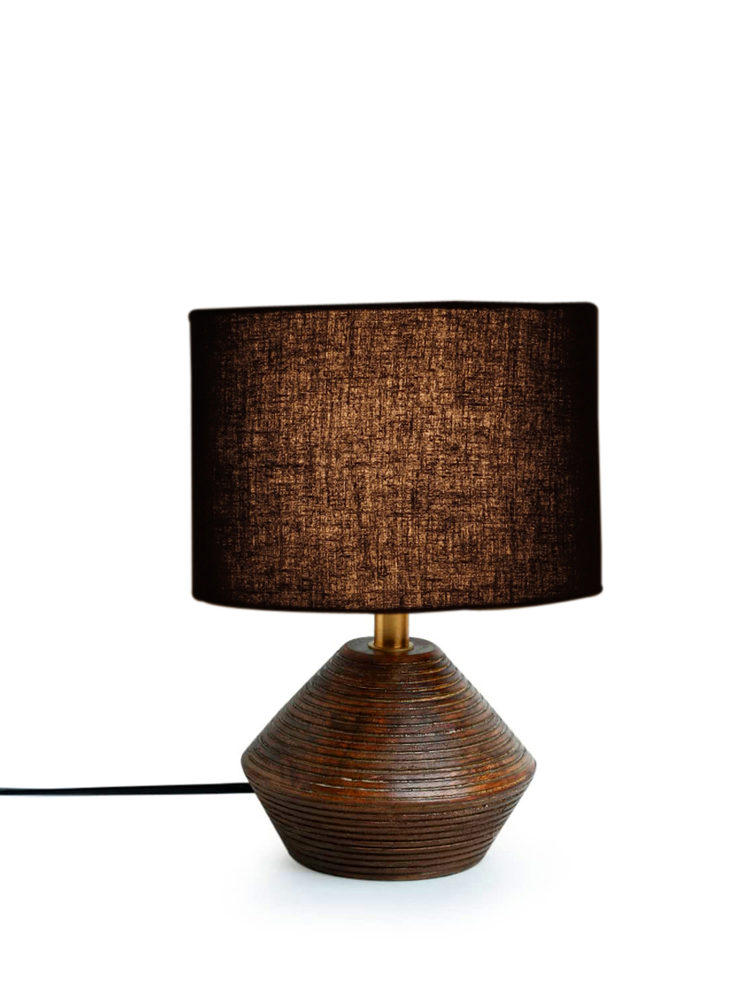 Ambika Home Wood Table Lamp with Black cotton Shade | Decorative Bedside Lamp for Bedroom, Living Room, Dining Room, Study Room, Office, Hotel, Café & Restaurant | Modern Home Décor | E27 Holder - Image 3