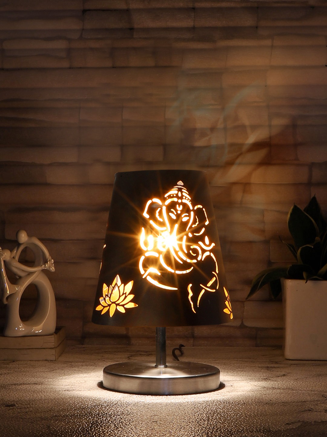 Ambika Home Black Metal Shade Wooden Table Lamp | Modern Bedside Lamp for Bedroom, Living Room, Hotel, Café & Home Décor - Image 2