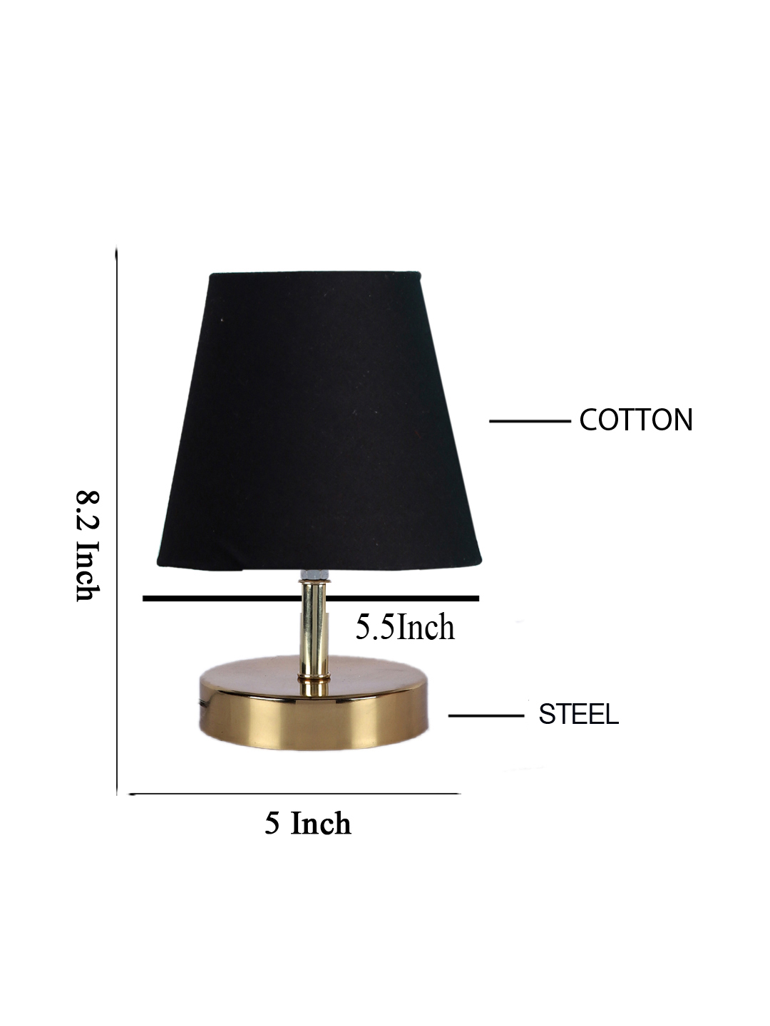 Ambika Home Black Cotton Shade Wooden Table Lamp | Modern Bedside Lamp for Bedroom, Living Room, Hotel, Café & Home Décor - Image 4