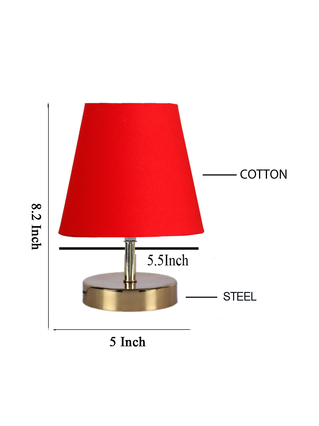 Ambika Home Red Cotton Shade Wooden Table Lamp | Modern Bedside Lamp for Bedroom, Living Room, Hotel, Café & Home Décor - Image 4