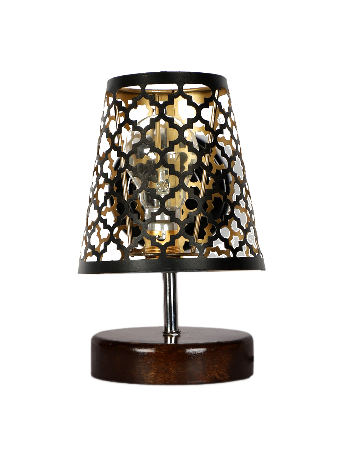 Ambika Home Black Metal Shade Wooden Table Lamp | Modern Bedside Lamp for Bedroom, Living Room, Hotel, Café & Home Décor - Image 4