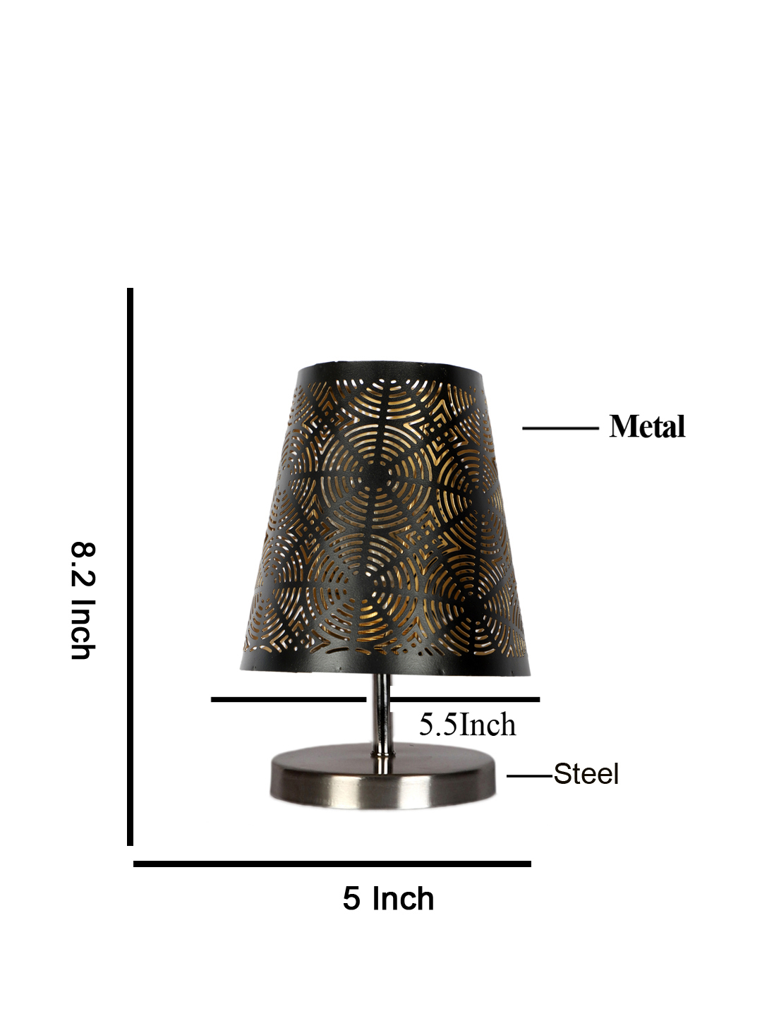 Ambika Home Black Metal Shade Wooden Table Lamp | Modern Bedside Lamp for Bedroom, Living Room, Hotel, Café & Home Décor - Image 5