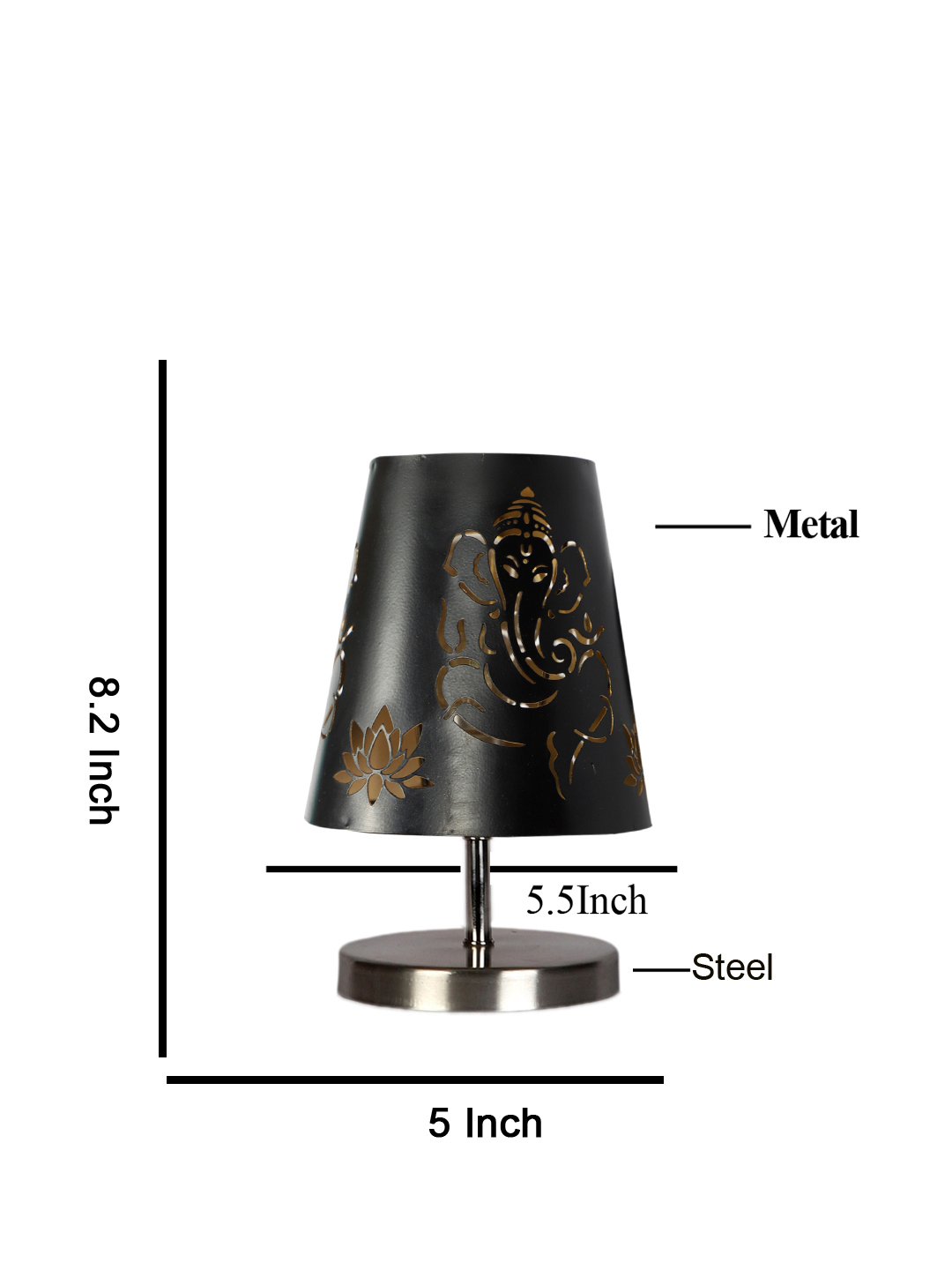 Ambika Home Black Metal Shade Wooden Table Lamp | Modern Bedside Lamp for Bedroom, Living Room, Hotel, Café & Home Décor - Image 4