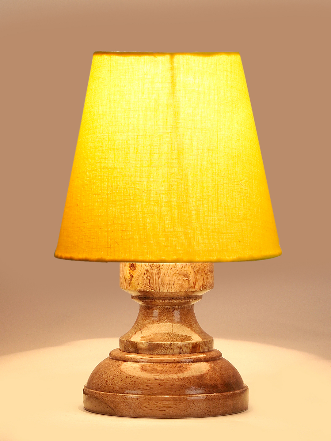 Ambika Home Yellow Cotton Shade Wooden Table Lamp | Modern Bedside Lamp for Bedroom, Living Room, Hotel, Café & Home Décor - Image 6