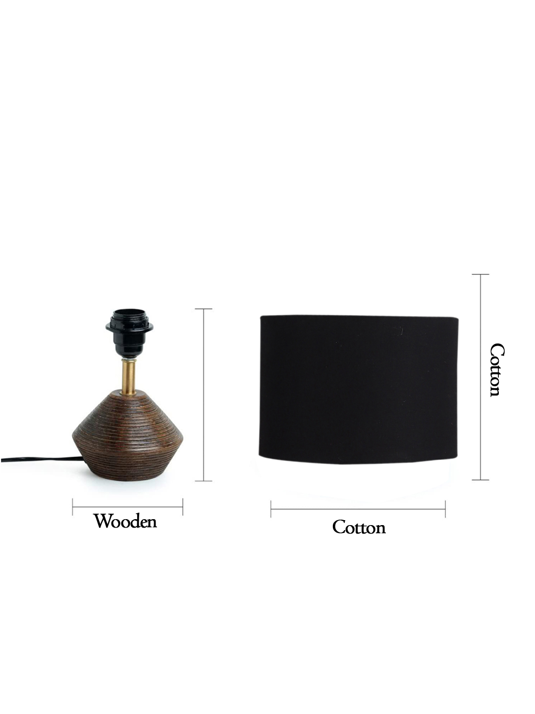 Ambika Home Wood Table Lamp with Black cotton Shade | Decorative Bedside Lamp for Bedroom, Living Room, Dining Room, Study Room, Office, Hotel, Café & Restaurant | Modern Home Décor | E27 Holder - Image 6