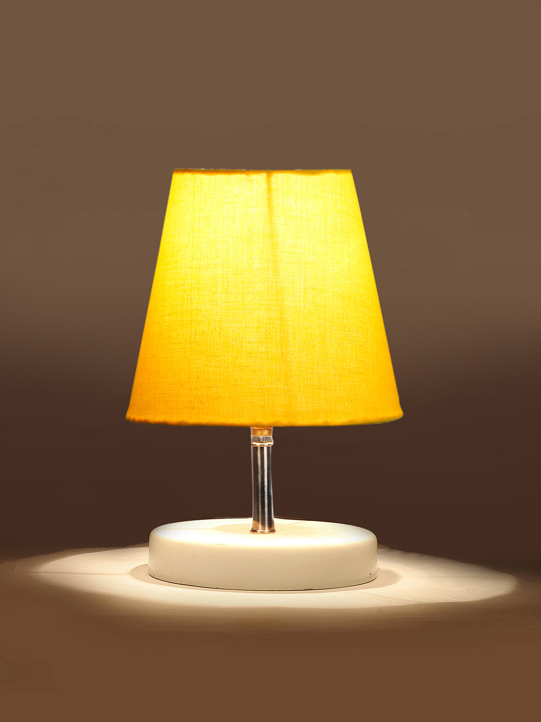 Ambika Home Yellow Cotton Shade Wooden Table Lamp | Modern Bedside Lamp for Bedroom, Living Room, Hotel, Café & Home Décor - Image 7