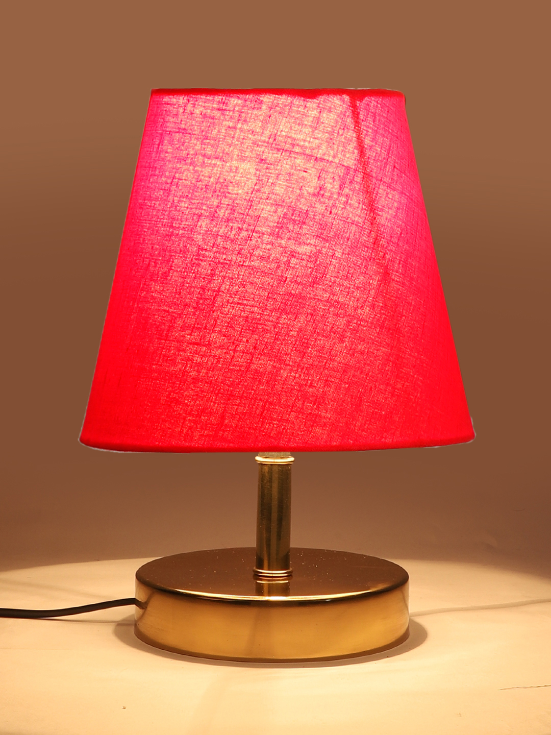 Ambika Home Red Cotton Shade Wooden Table Lamp | Modern Bedside Lamp for Bedroom, Living Room, Hotel, Café & Home Décor - Image 7