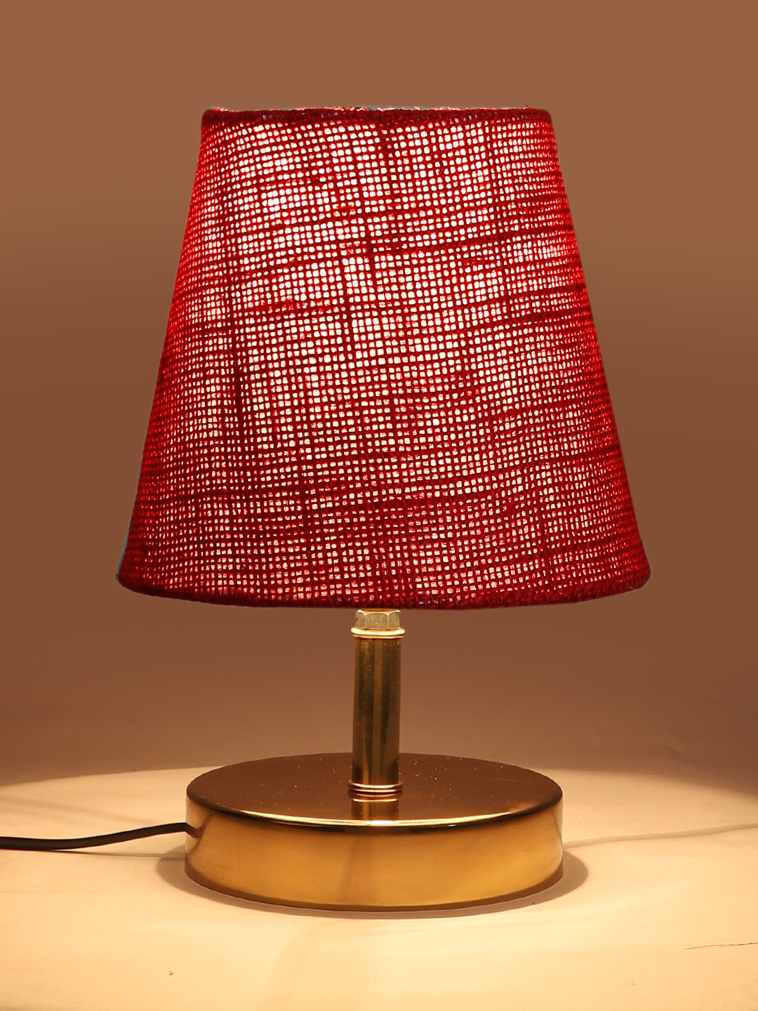 Ambika Home Maroon Jute Shade Wooden Table Lamp | Modern Bedside Lamp for Bedroom, Living Room, Hotel, Café & Home Décor - Image 7