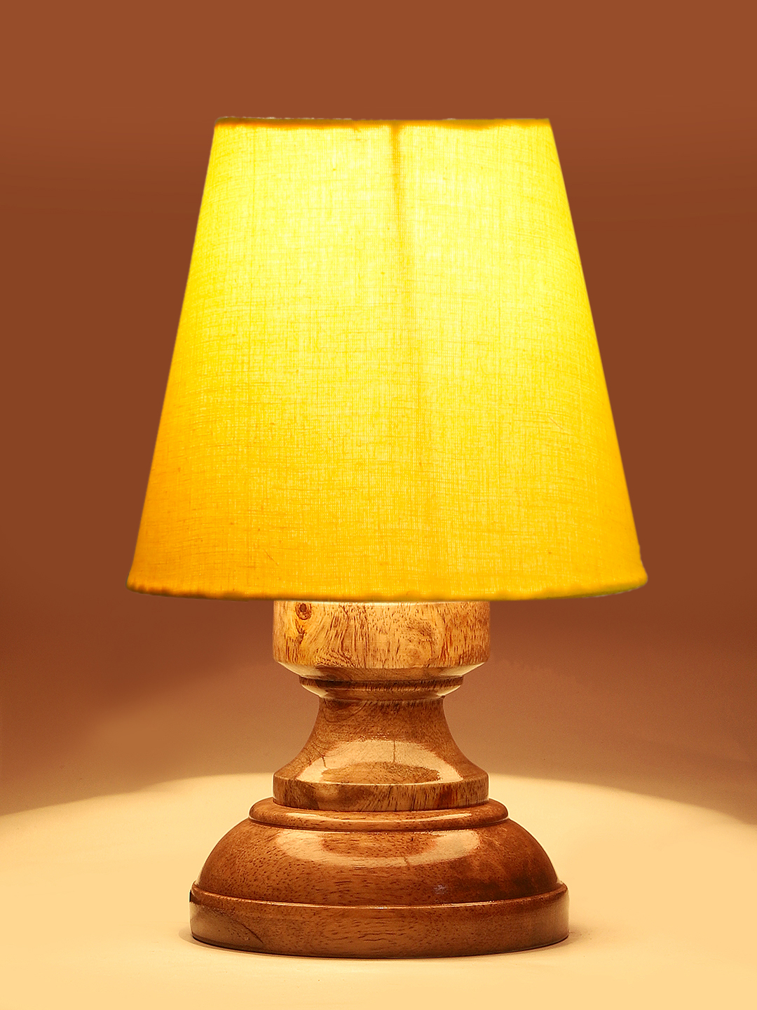 Ambika Home Yellow Cotton Shade Wooden Table Lamp | Modern Bedside Lamp for Bedroom, Living Room, Hotel, Café & Home Décor - Image 7