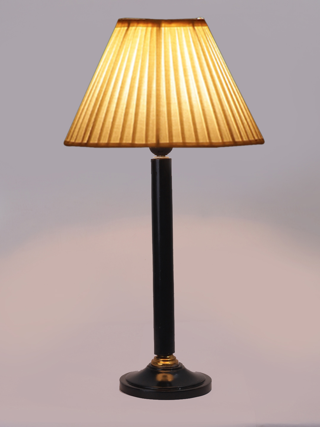 Ambika Home Rustic Black Wood Table Lamp with off-white Cotton Shade | Decorative Bedside Lamp for Bedroom, Living Room, Hotel & Office | E27 Holder | BH45 - Image 7