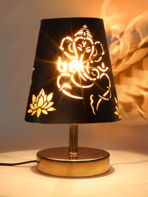 Ambika Home Black Metal Shade Wooden Table Lamp | Modern Bedside Lamp for Bedroom, Living Room, Hotel, Café & Home Décor