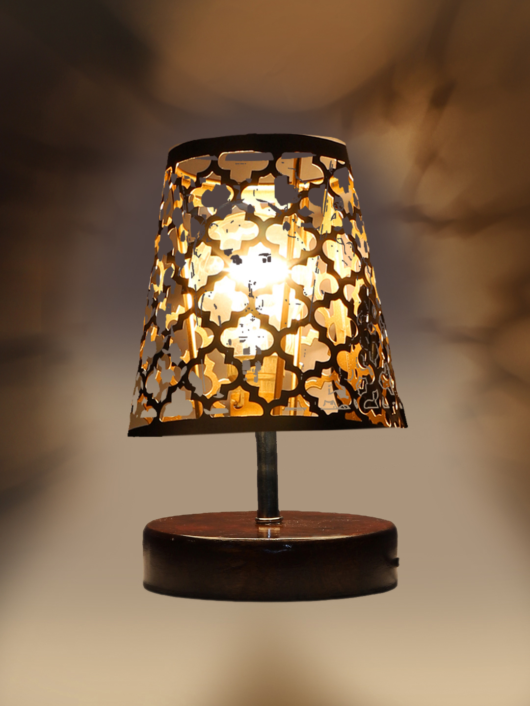 Ambika Home Black Metal Shade Wooden Table Lamp | Modern Bedside Lamp for Bedroom, Living Room, Hotel, Café & Home Décor - Image 7