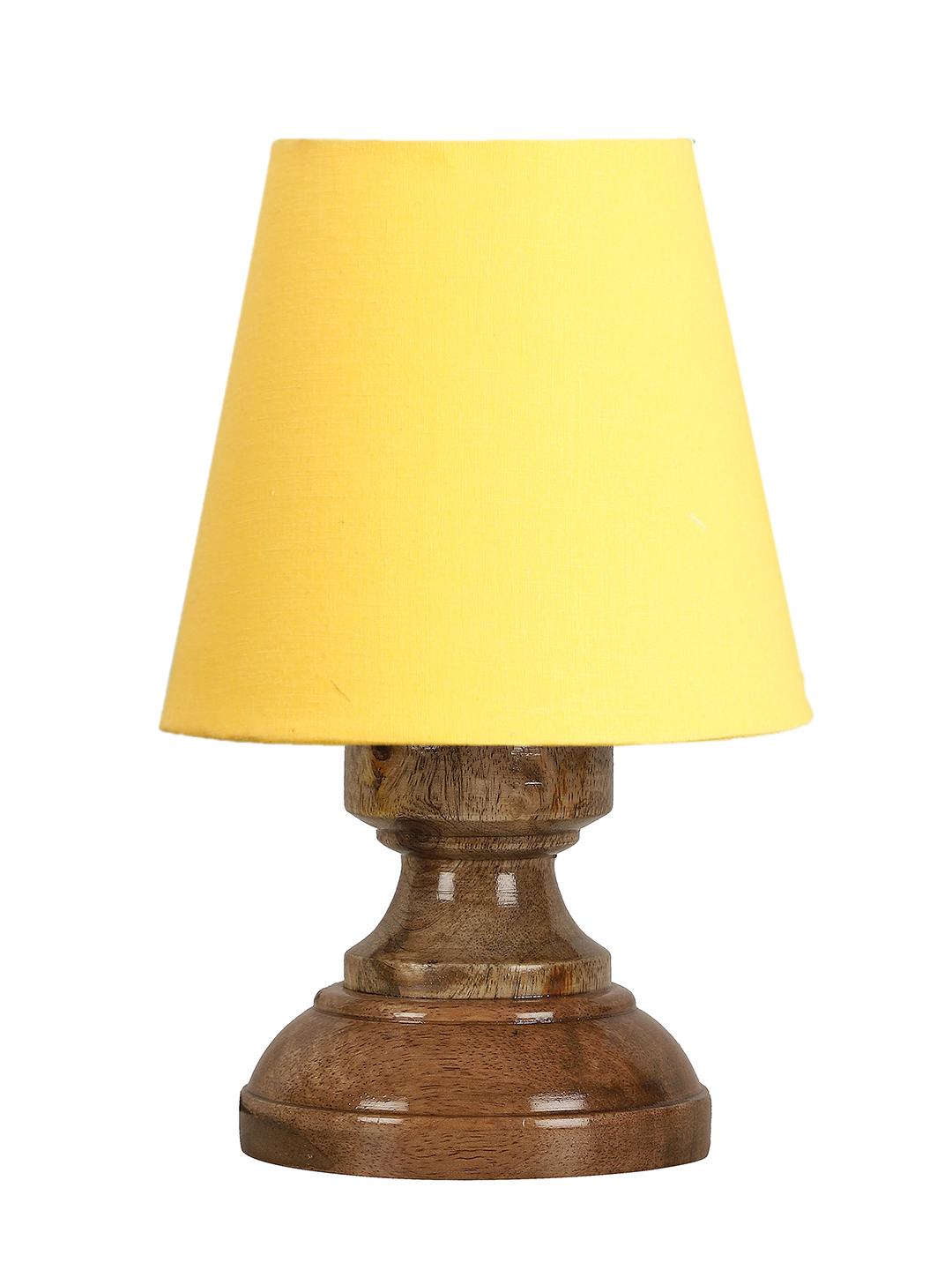 Ambika Home Yellow Cotton Shade Wooden Table Lamp | Modern Bedside Lamp for Bedroom, Living Room, Hotel, Café & Home Décor - Image 8