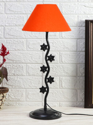 Ambika Home Scandinavian Orange Iron Table Lamp with Designer Shade for Living Room | Premium Home Decor Bedside Lamp