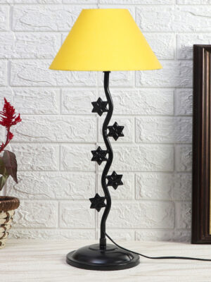 Ambika Home Contemporary Yellow Iron Table Lamp with Designer Shade for Study | Premium Home Decor Bedside Lamp
