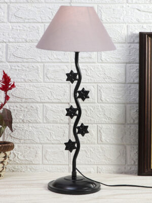 Ambika Home Minimalist Grey Iron Table Lamp with Designer Shade for Hotel | Premium Home Decor Bedside Lamp