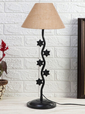 Ambika Home Industrial beige Iron Table Lamp with Designer Shade for Restaurant | Premium Home Decor Bedside Lamp
