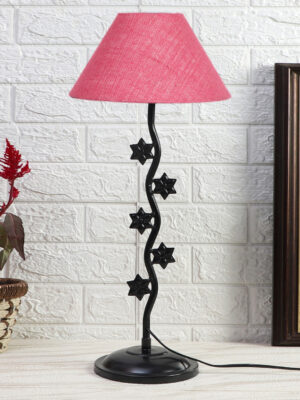 Ambika Home Classic Pink Iron Table Lamp with Designer Shade for Bedroom | Premium Home Decor Bedside Lamp