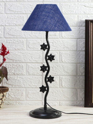 Ambika Home Modern Blue Iron Table Lamp with Designer Shade for Study | Premium Home Decor Bedside Lamp