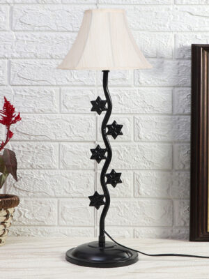 Ambika Home Industrial off-white Iron Table Lamp with Designer Shade for Living Room | Premium Home Decor Bedside Lamp