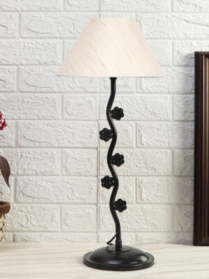 Ambika Home Scandinavian off-white Iron Table Lamp with Designer Shade for Restaurant | Premium Home Decor Bedside Lamp