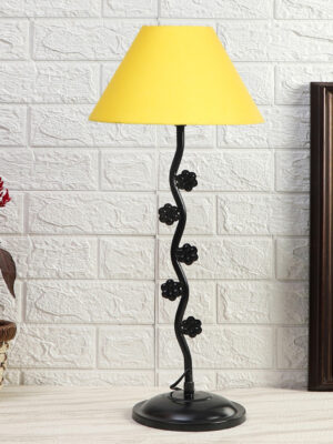 Ambika Home Industrial Yellow Iron Table Lamp with Designer Shade for Hotel | Premium Home Decor Bedside Lamp